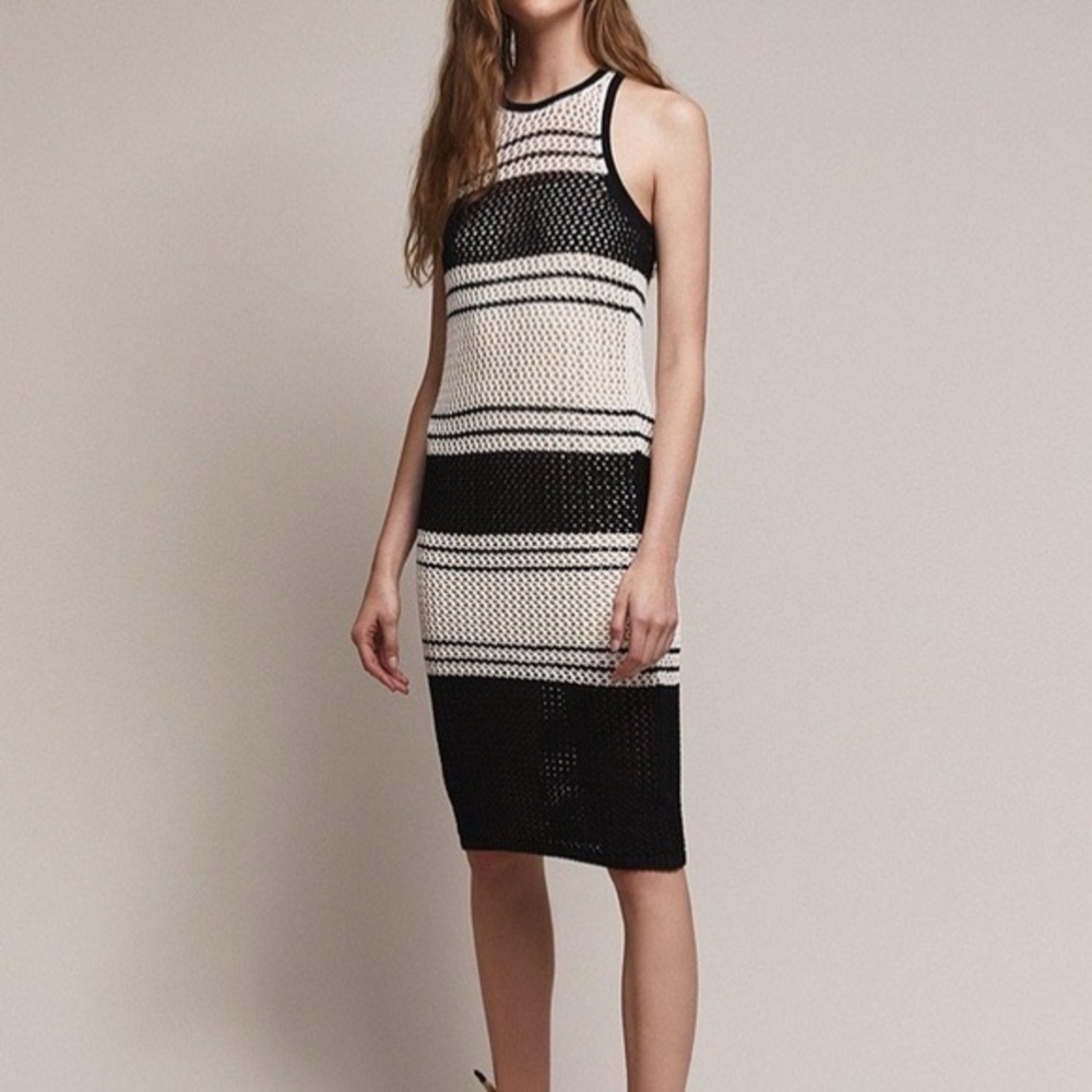 FRAME striped knit midi dress